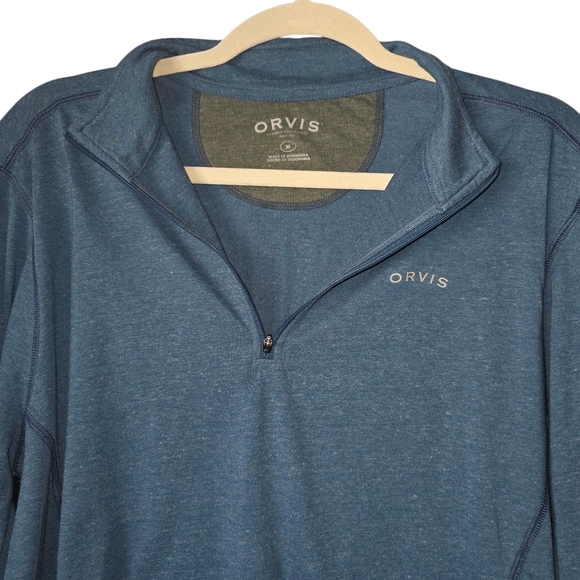 Orvis Blue Quarter Zip Pullover Shirt Size Medium  Classic Design Comfortable - Picture 3 of 8